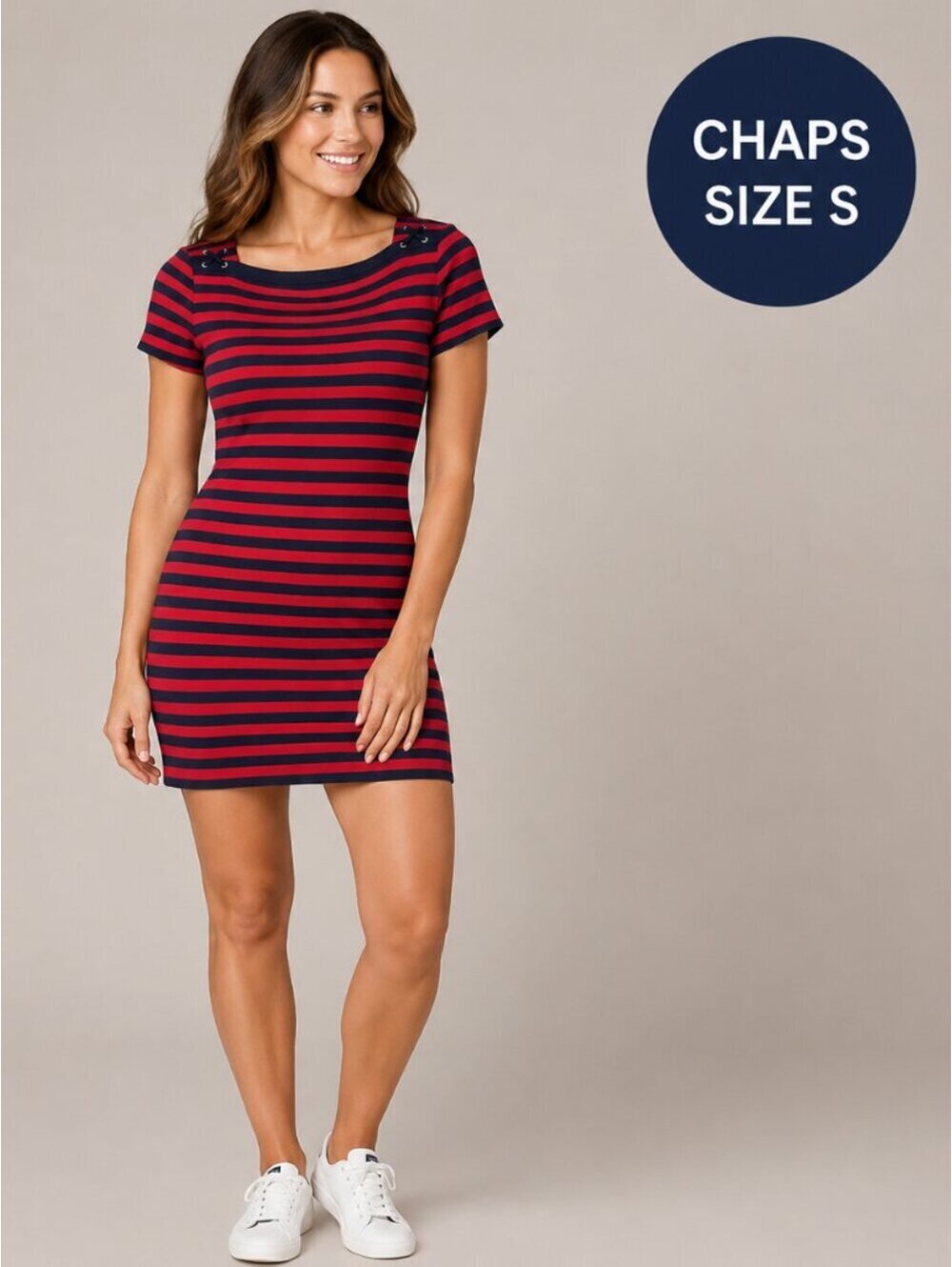 NWOT | Chaps | S | Women's Red Navy Striped Bodycon Dress